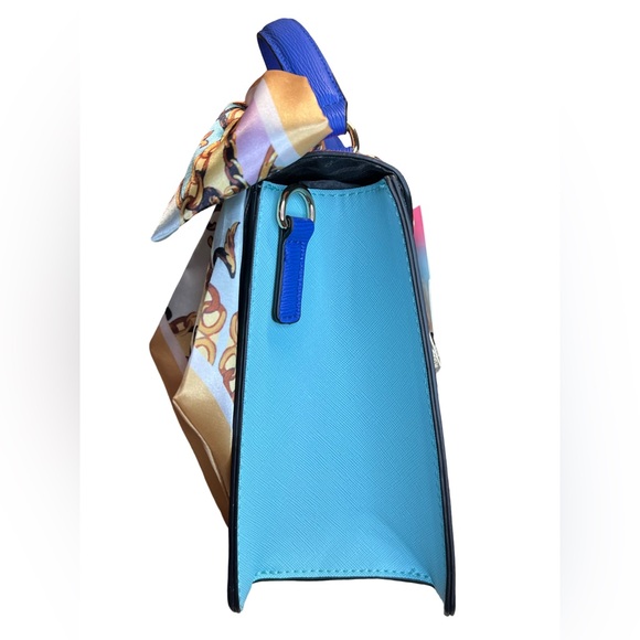 Aldo NWT Colorful Pink Blue Yellow Satchel Crossbody & Scarf Purse Bag (P054) - Picture 4 of 11